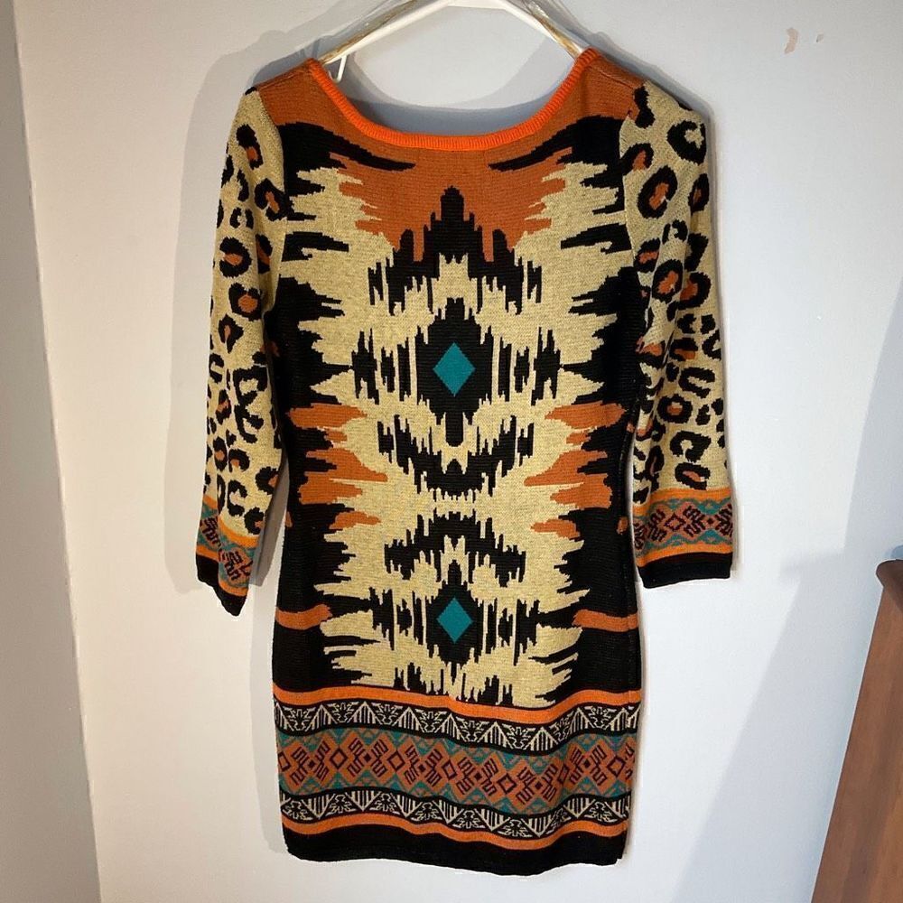 Flying Tomato Sweater Dress. Funky Leopard Aztec Design - Picture 3 of 9